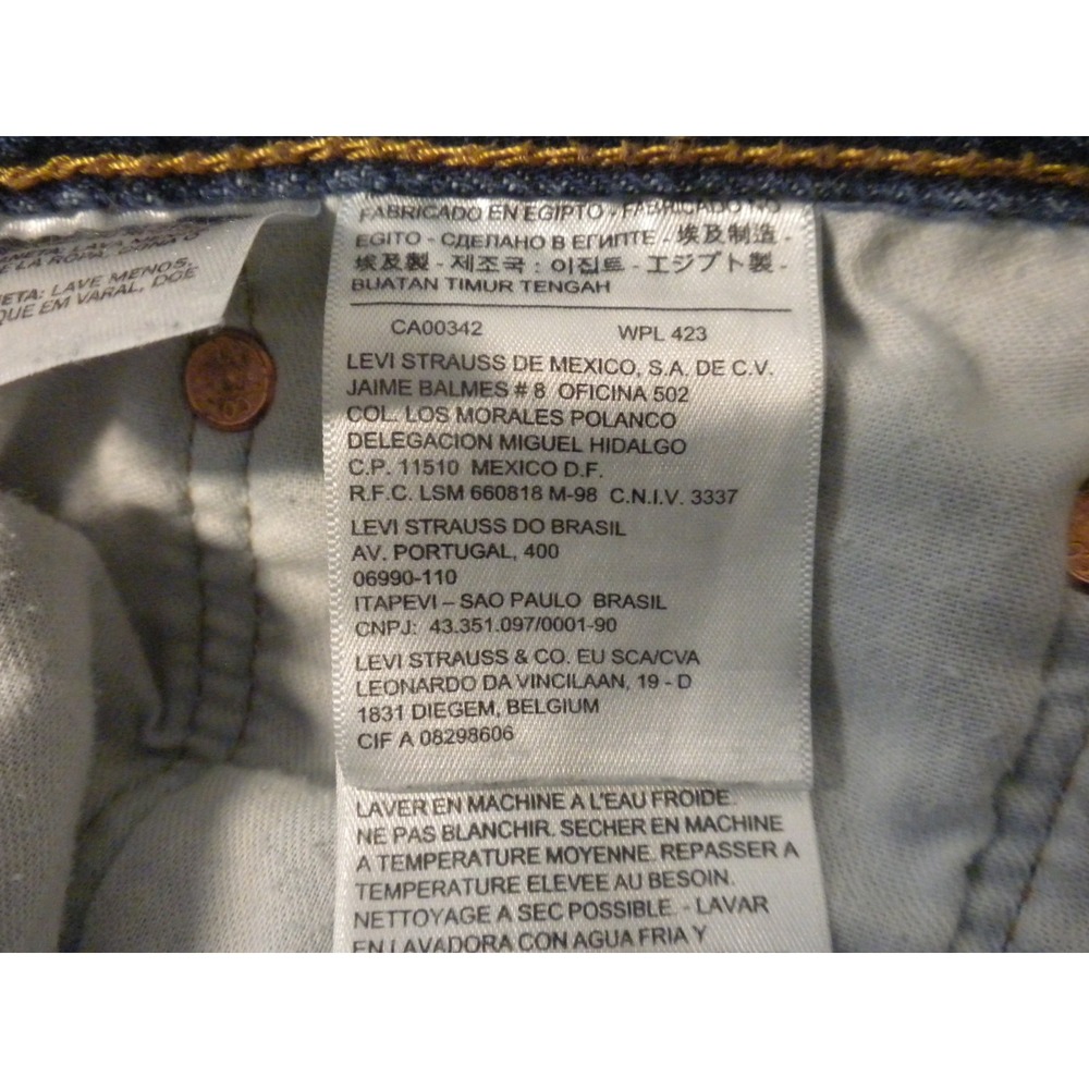 Levi's 501 Jeans Mens 38x32 Blue Denim Button‎ Fly Straight Whiskered Heel Drag - Picture 8 of 14